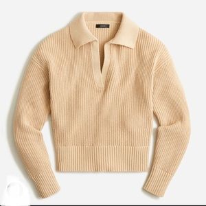 J.Crew Collared cotton beach sweater in dark beachwood